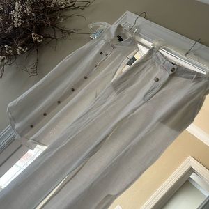 Two piece Boston proper white linen sleeveless top pant S/4